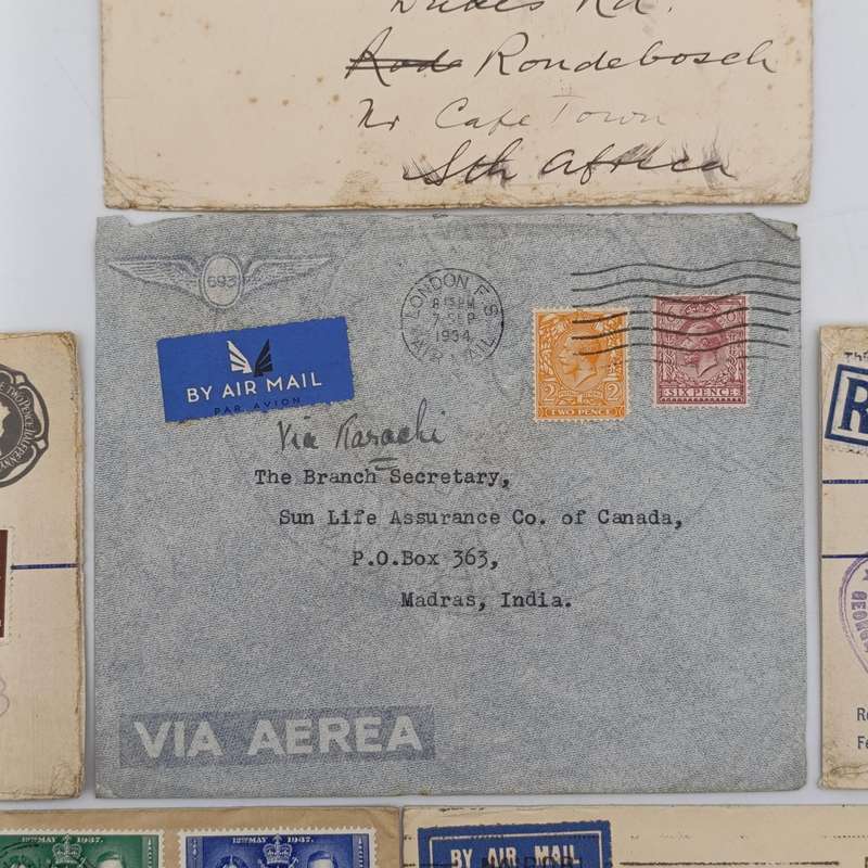 Lot of 7 vintage British Postal covers - 2 uprated and 2 air letters included