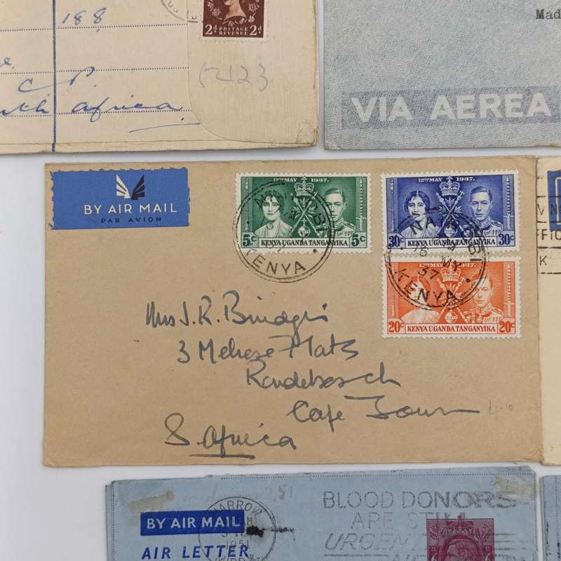Lot of 7 vintage British Postal covers - 2 uprated and 2 air letters included