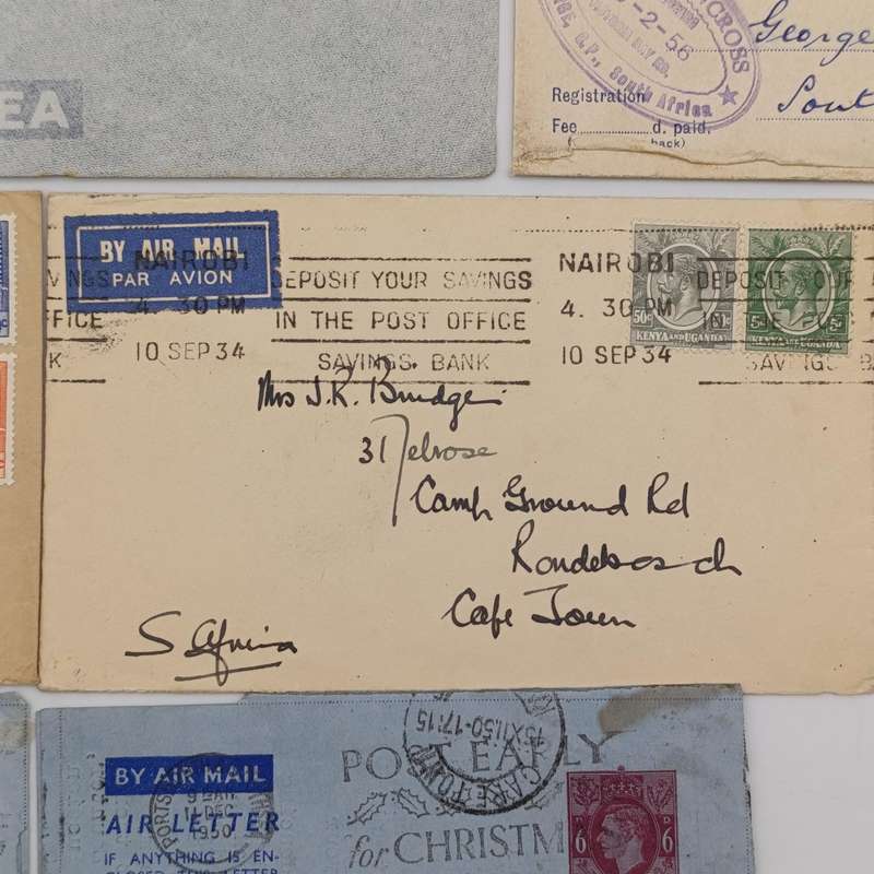 Lot of 7 vintage British Postal covers - 2 uprated and 2 air letters included