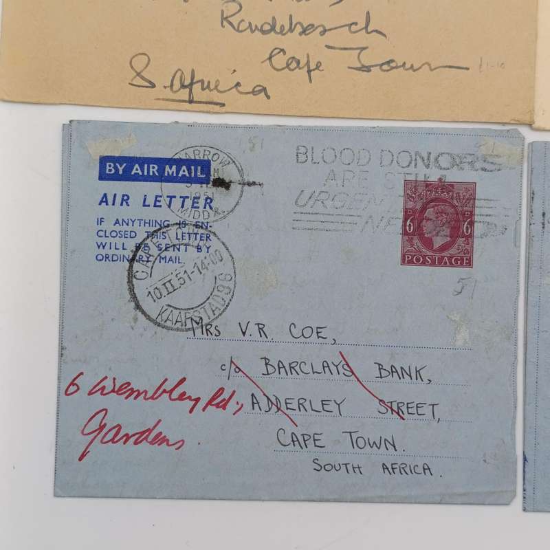 Lot of 7 vintage British Postal covers - 2 uprated and 2 air letters included