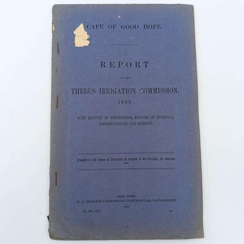 Cape of Good Hope 1899 Report of the Thebus Irrigation commission