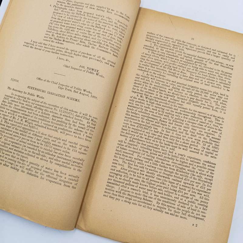 Cape of Good Hope 1899 Report of the Thebus Irrigation commission