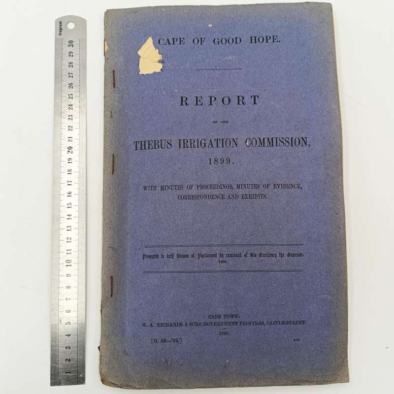 Cape of Good Hope 1899 Report of the Thebus Irrigation commission