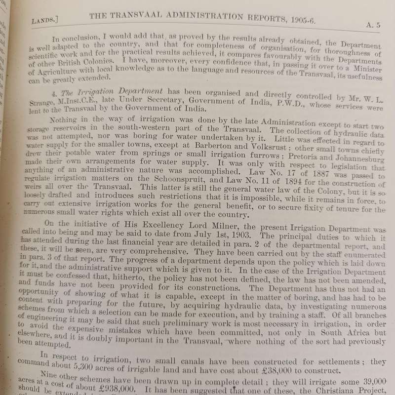 Transvaal 1907 Annual Report - commissioner of Lands' Department Many Maps and diagrams included