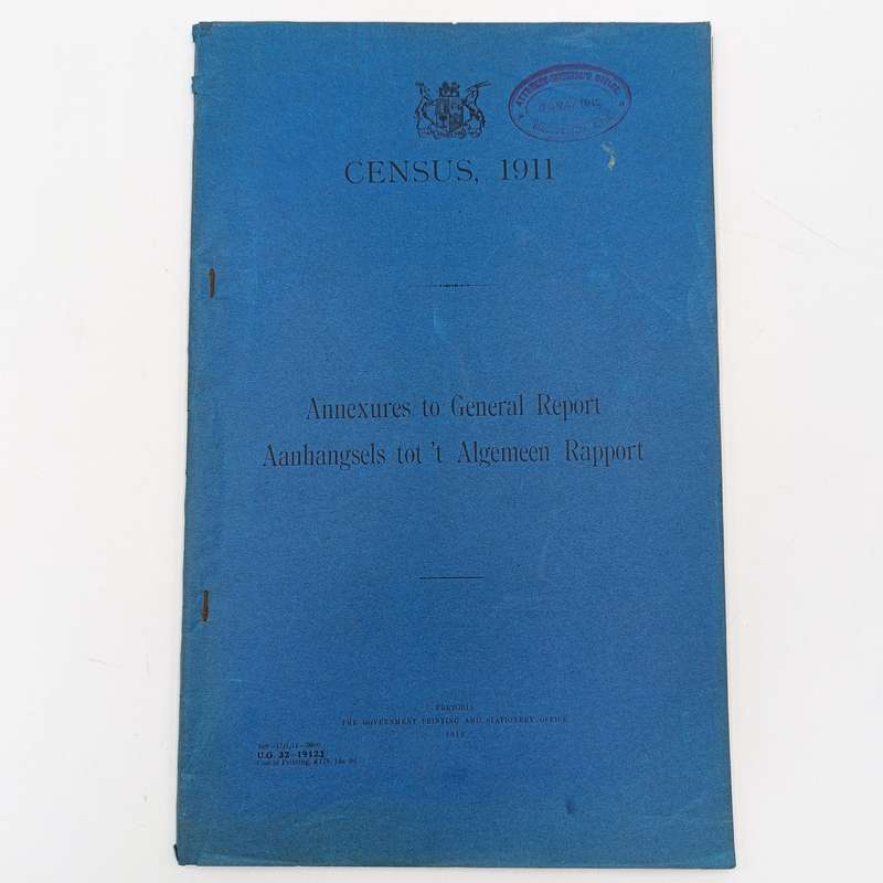 Union of South Africa Original 1911 Census report Annexures
