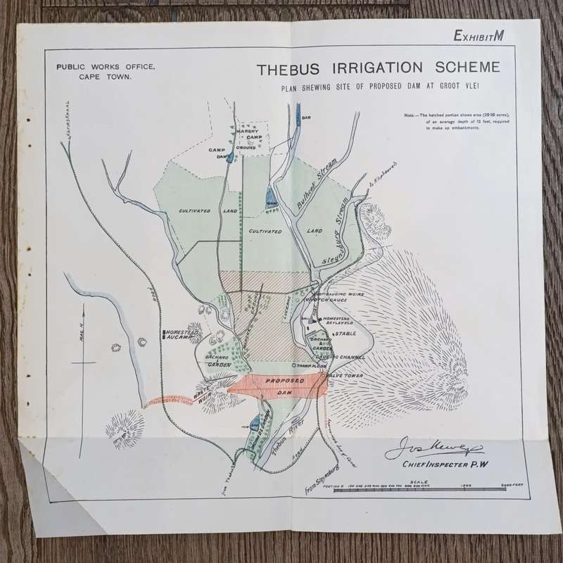 Lot of 10 maps and diagrams relating to the Thebus irrigation scheme district Cradock