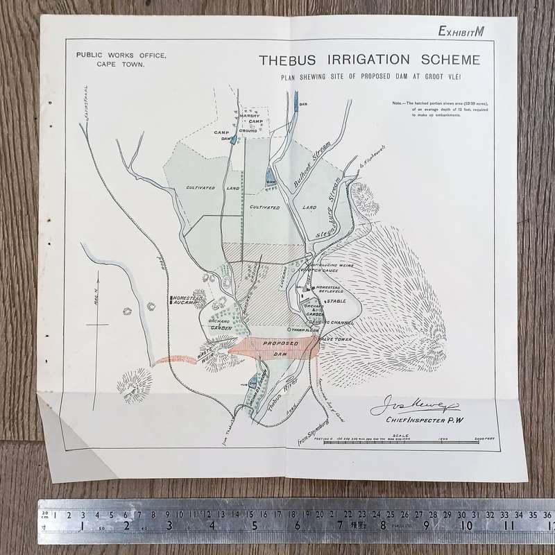 Lot of 10 maps and diagrams relating to the Thebus irrigation scheme district Cradock