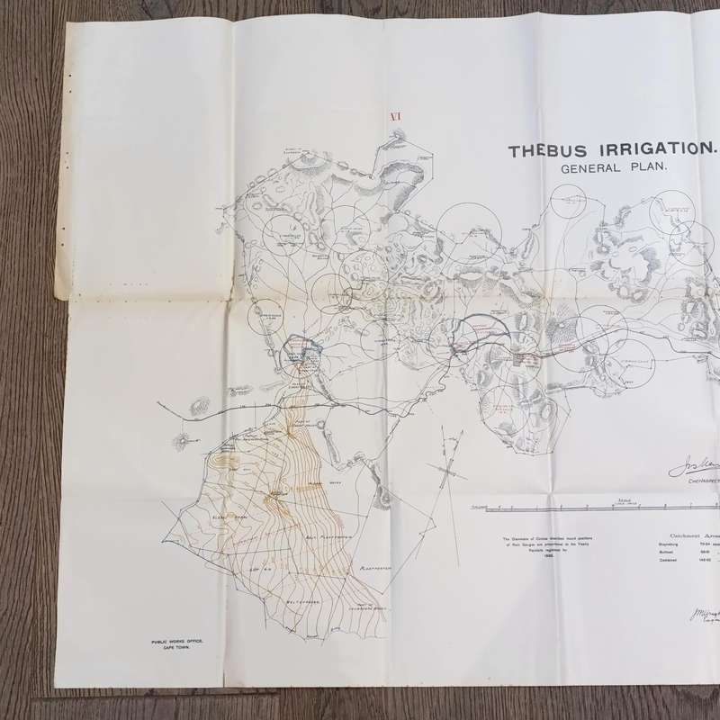 Lot of 10 maps and diagrams relating to the Thebus irrigation scheme district Cradock