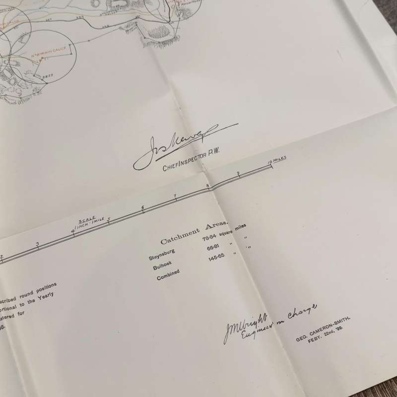 Lot of 10 maps and diagrams relating to the Thebus irrigation scheme district Cradock