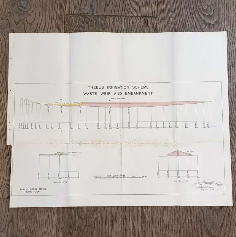 Lot of 10 maps and diagrams relating to the Thebus irrigation scheme district Cradock