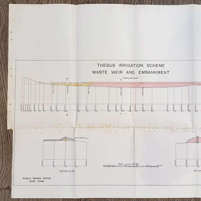 Lot of 10 maps and diagrams relating to the Thebus irrigation scheme district Cradock