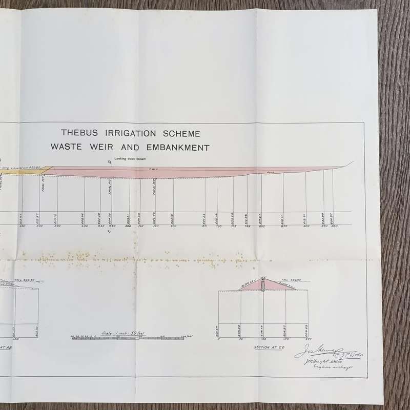 Lot of 10 maps and diagrams relating to the Thebus irrigation scheme district Cradock