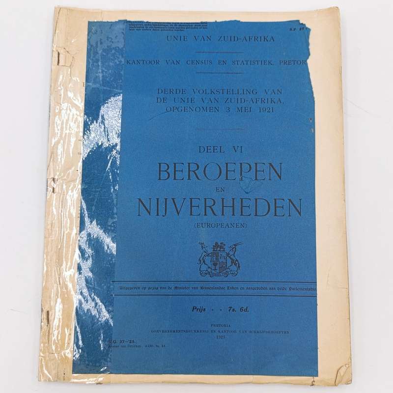 Union of South Africa - 3rd Census 1921 Personal occupation and Industry - Issued 1925