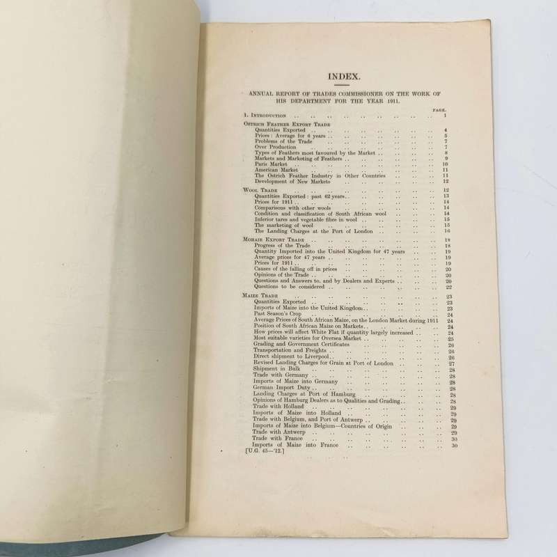 Union of South Africa 1911 ANNUAL REPORT of the Trades Commissioner