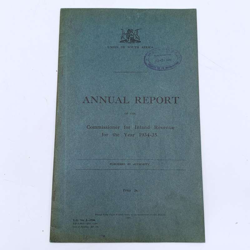 Union of South Africa 1934/35 ANNUAL Report of the Commissioner for Inland Revenue