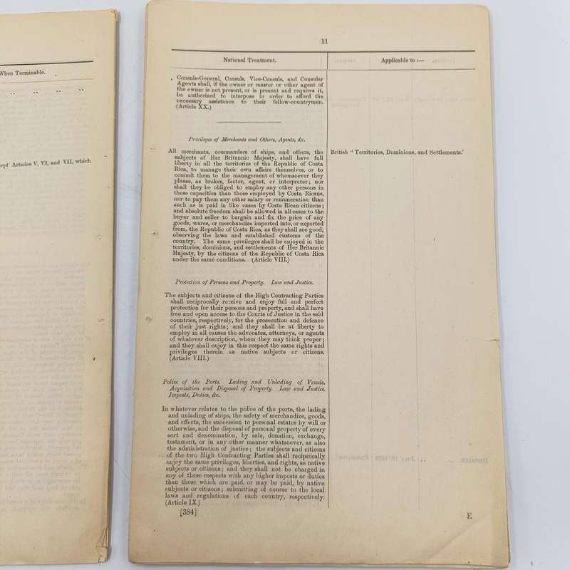 1907 Return of National Treatment Clauses in existing treaties of commerce and navigation