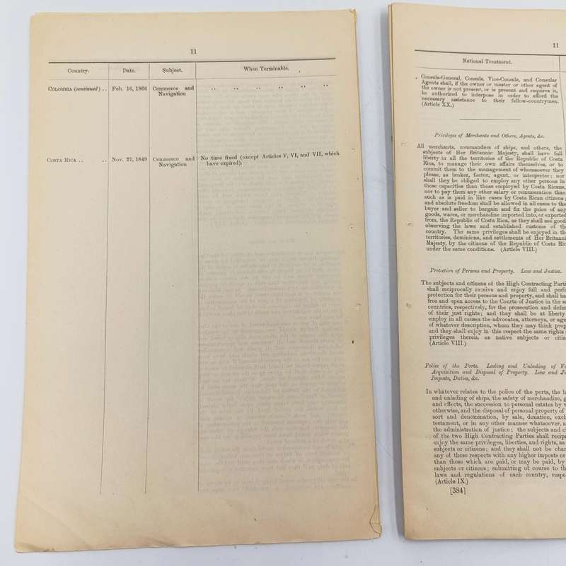 1907 Return of National Treatment Clauses in existing treaties of commerce and navigation