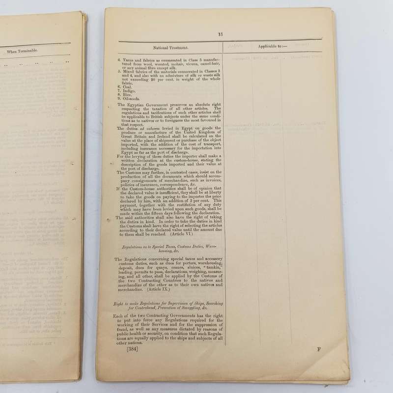 1907 Return of National Treatment Clauses in existing treaties of commerce and navigation