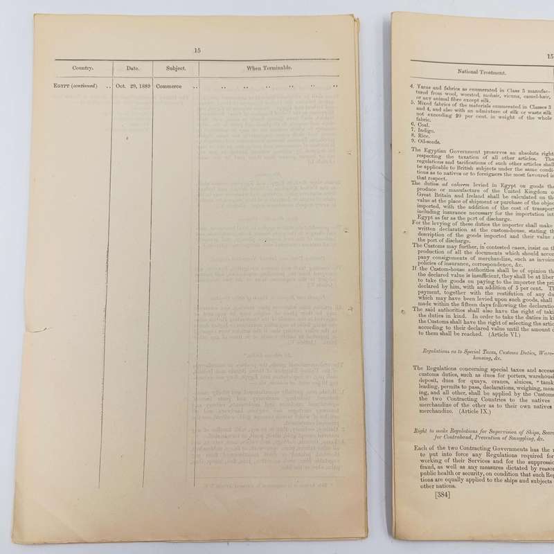 1907 Return of National Treatment Clauses in existing treaties of commerce and navigation
