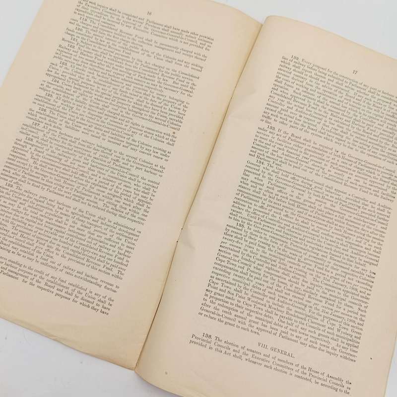 1909 South Africa Act Booklet plus Draft South Africa Act issued earlier - original