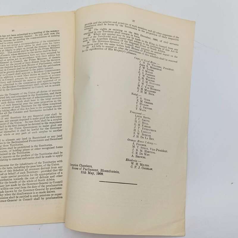 South Africa Second Report to parliaments of delegates to the 1908/9 South African convention
