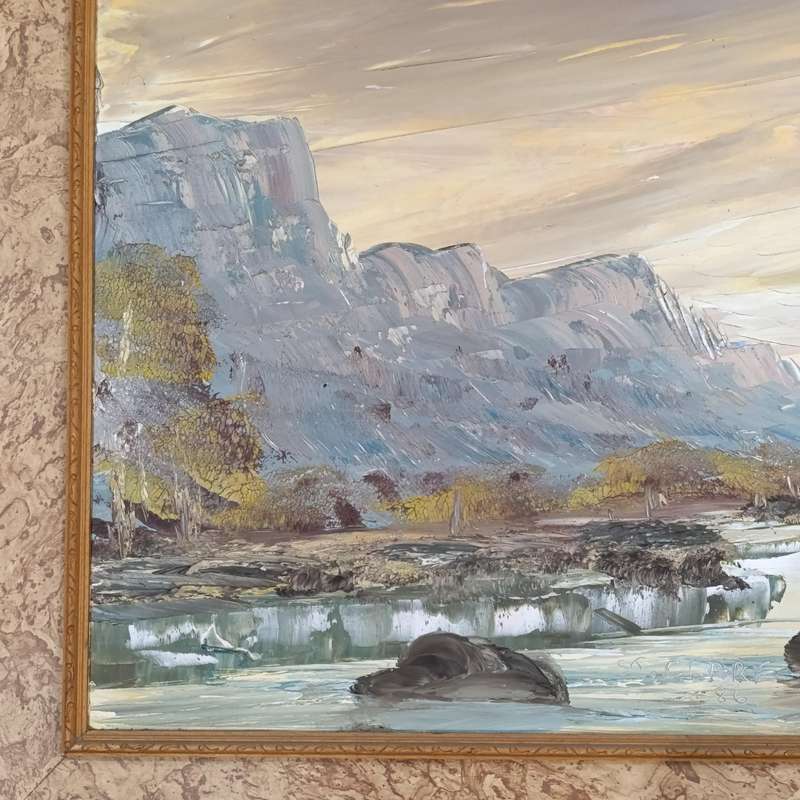 St. Clare landscape painting in frame