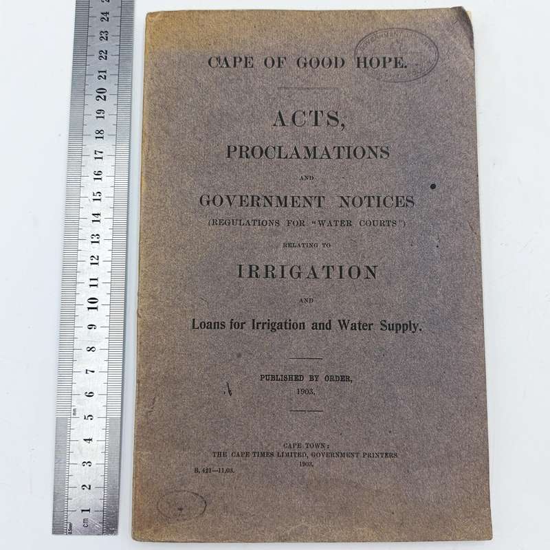 Cape of Good Hope 1903 Acts, proclamations and Government notices relating to irregation and Loans
