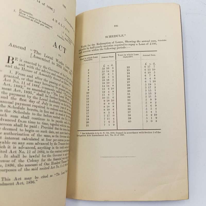 Cape of Good Hope 1903 Acts, proclamations and Government notices relating to irregation and Loans