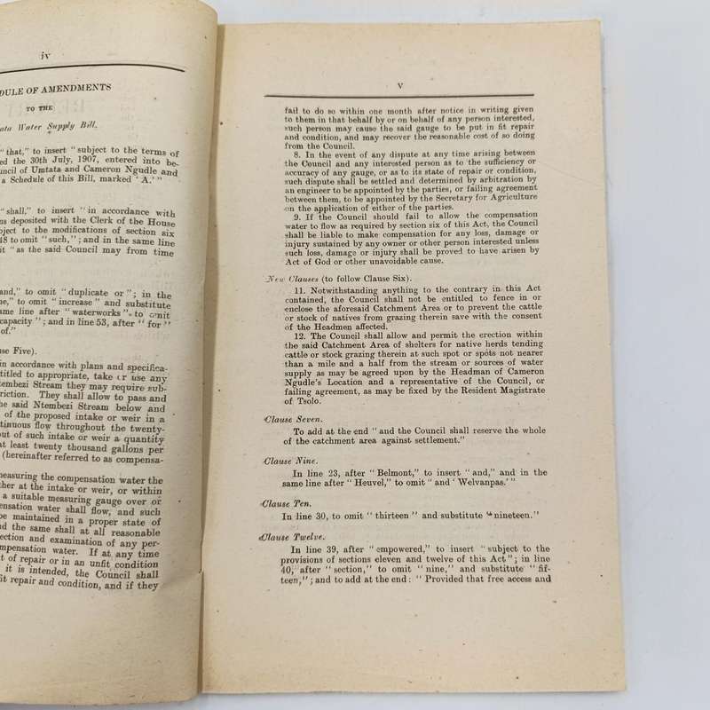1907 Report of the Select commitee on the Umtata water supply Bill - no cover