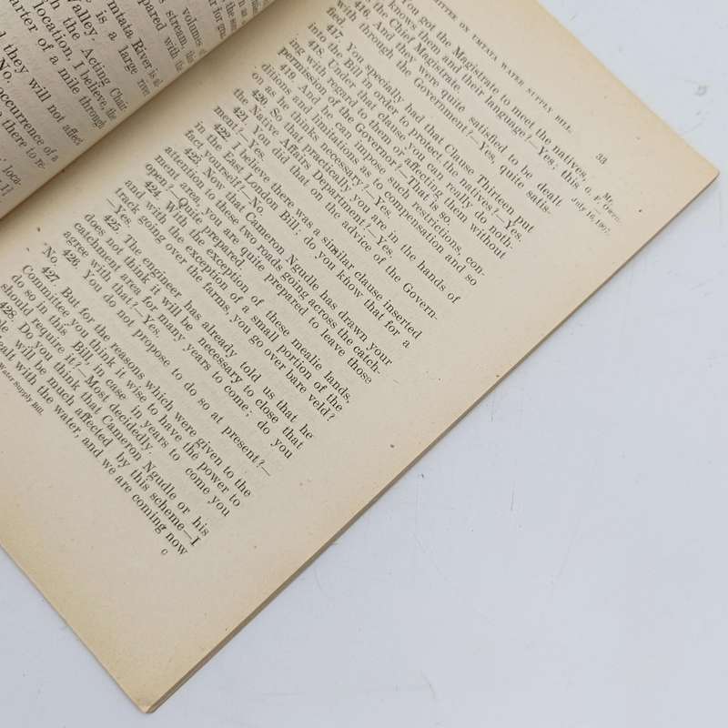 1907 Report of the Select commitee on the Umtata water supply Bill - no cover