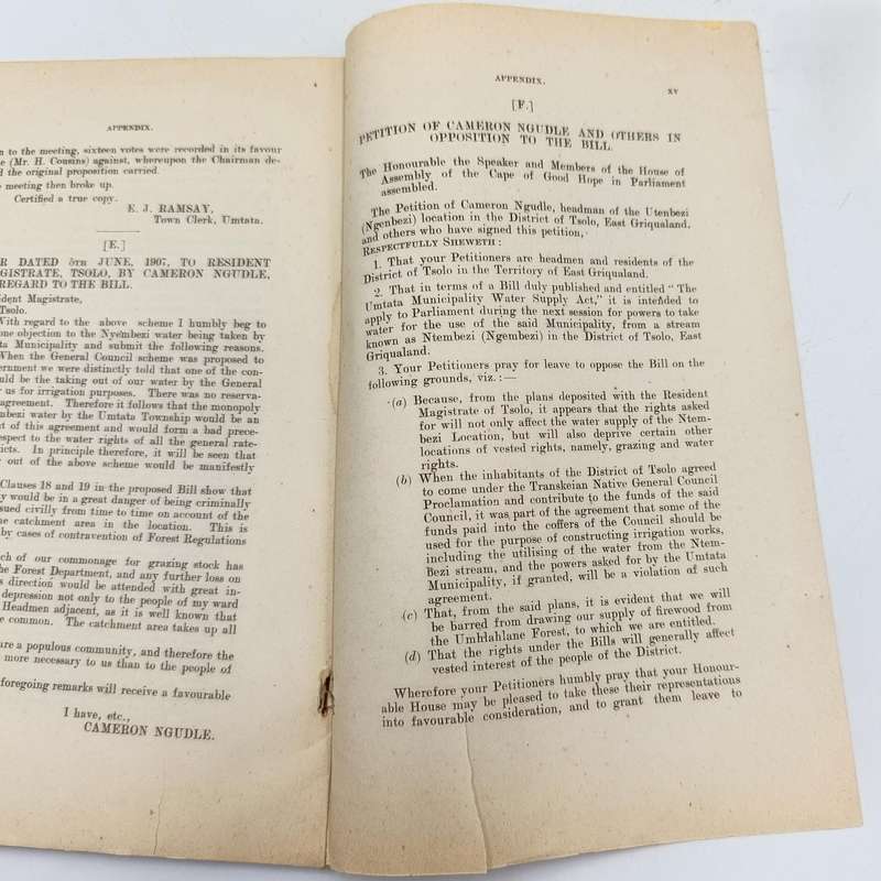 1907 Report of the Select commitee on the Umtata water supply Bill - no cover