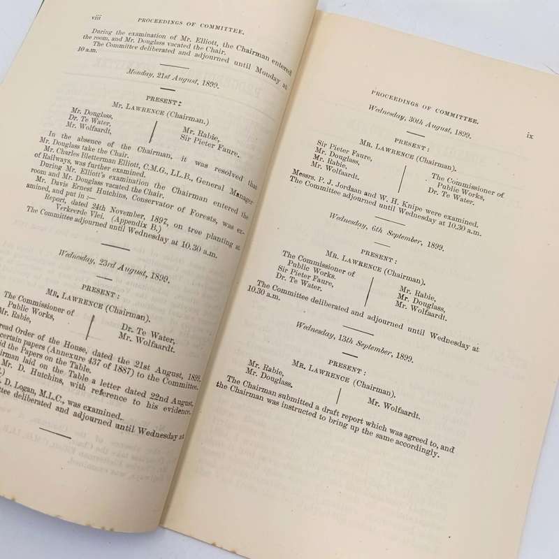 Cape of Good Hope 1899 Report of the Select committee on Verkeerde Vlei (no back cover)