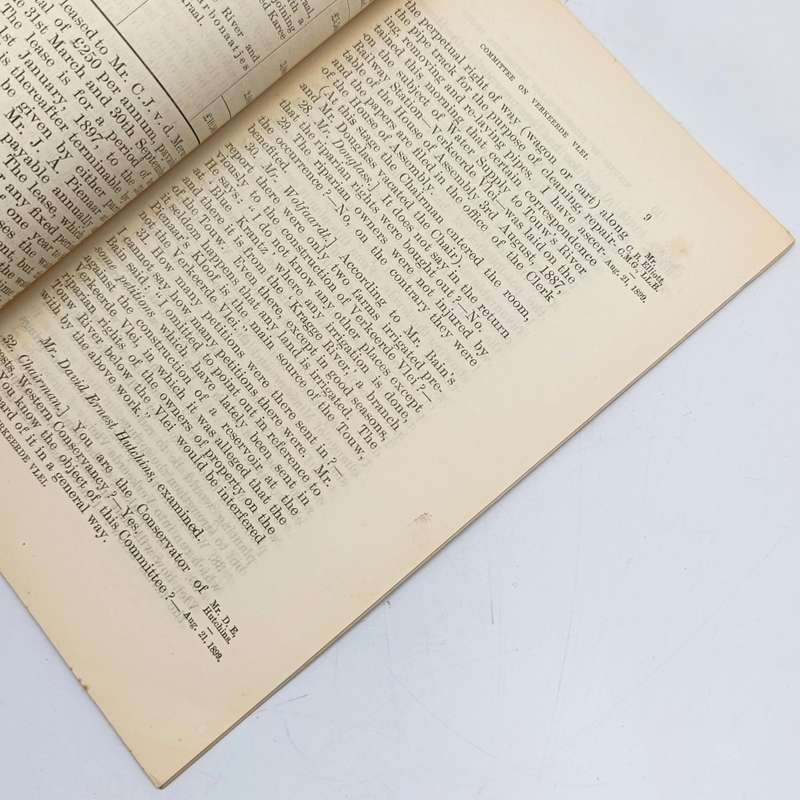 Cape of Good Hope 1899 Report of the Select committee on Verkeerde Vlei (no back cover)