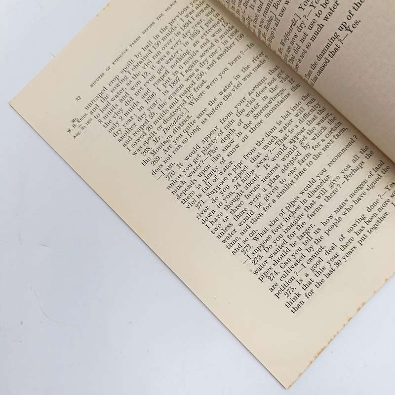 Cape of Good Hope 1899 Report of the Select committee on Verkeerde Vlei (no back cover)