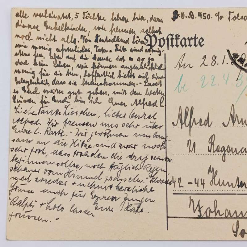 1938 postcard sent from Panama to Johannesburg, South Africa with Panama 2c stamp