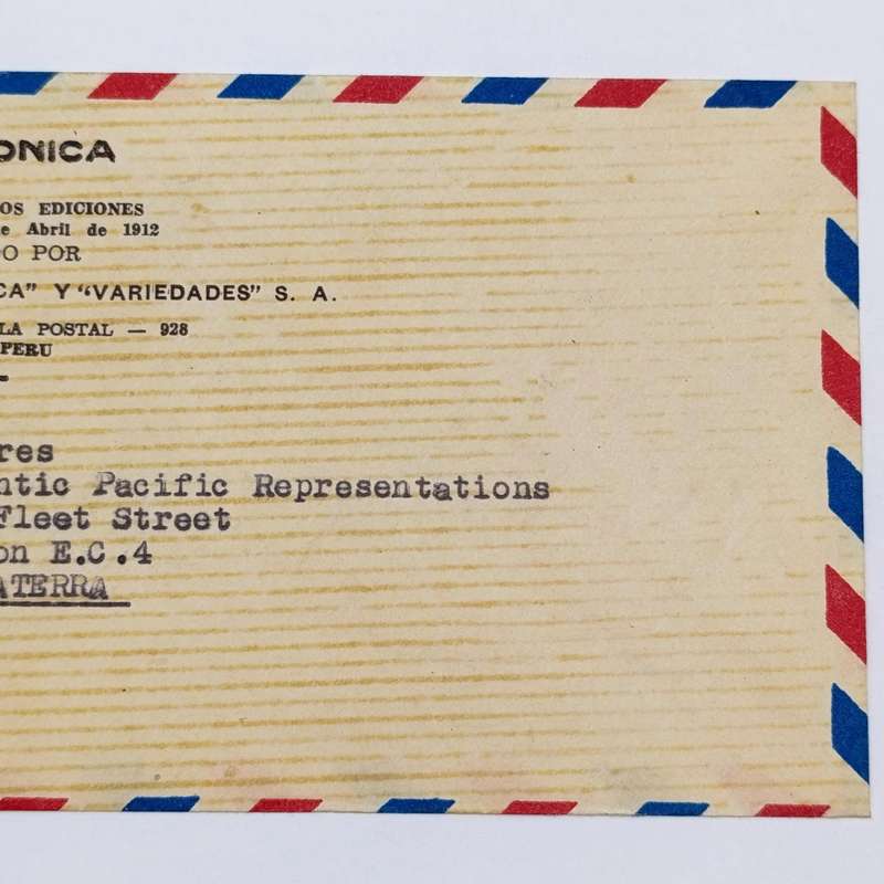 Peru airmail cover Lima, Peru to London, UK - 1946 La Cronica stationery and 5 Peru stamps