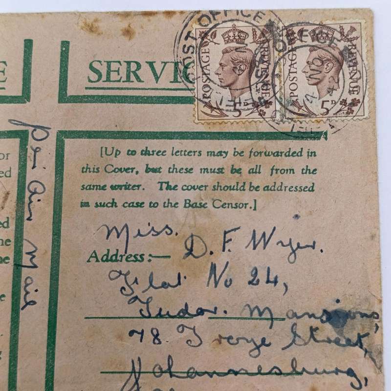 WW2 Letter with passed by censor 130 rubber stamp - sent in Active Service envelope