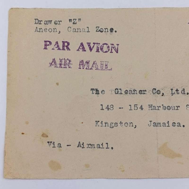 Airmail Front posted Aneon, Canal Zone to Kingstan, Jamaica with Type 11 Mich 80 stamp airmail