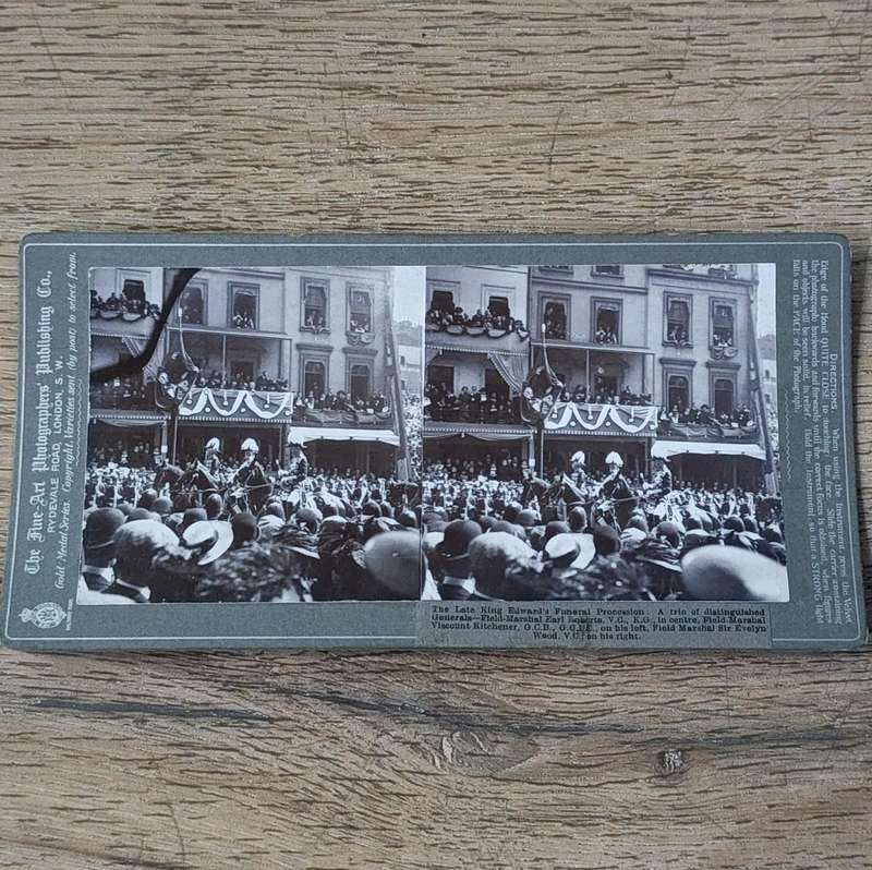 Lot of 5 stereoscope photo cards of Late King Edward's funeral
