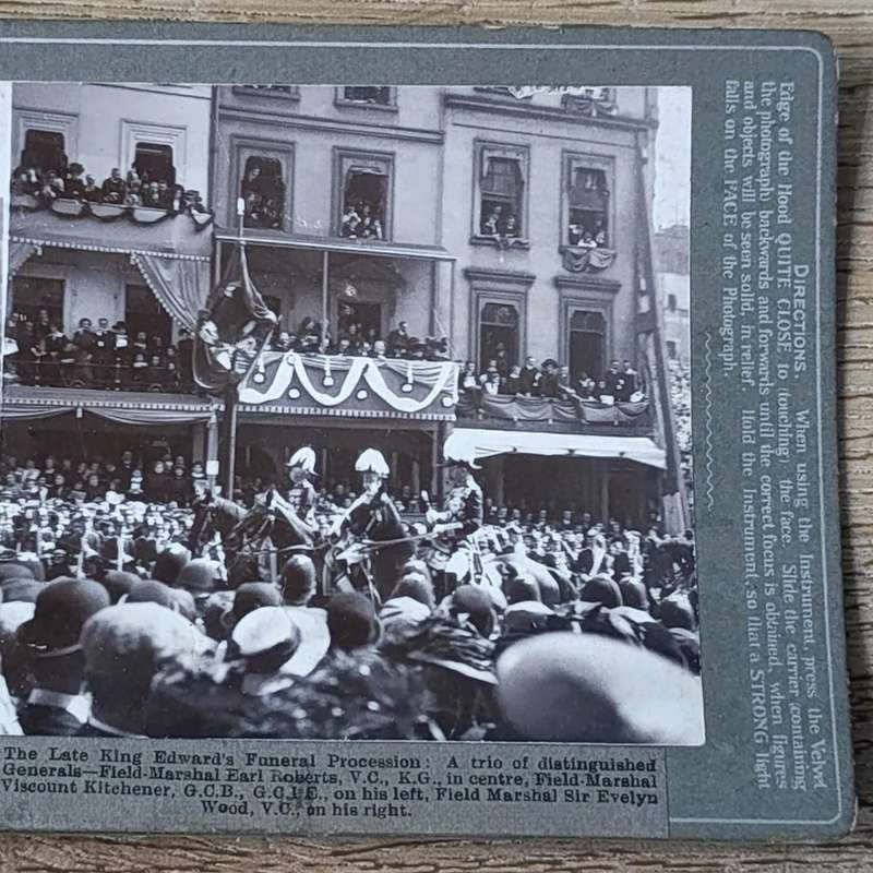 Lot of 5 stereoscope photo cards of Late King Edward's funeral