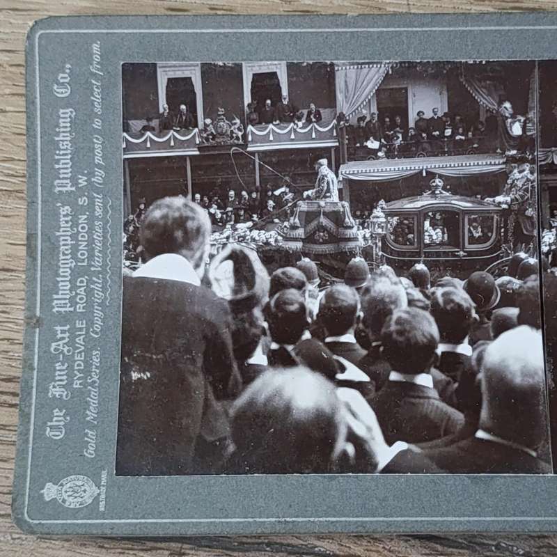 Lot of 5 stereoscope photo cards of Late King Edward's funeral