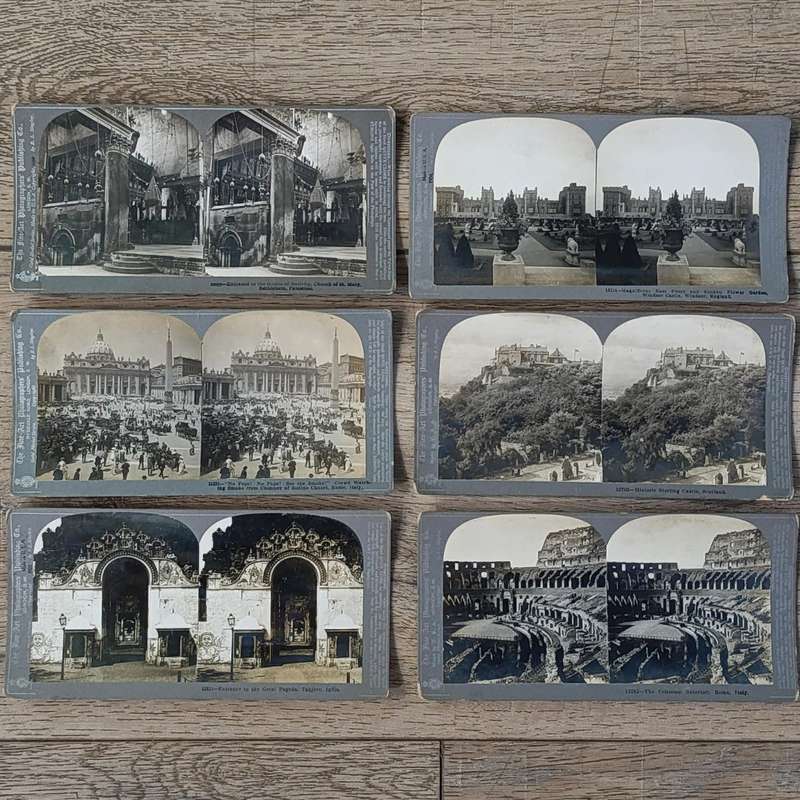 Lot of 25 Antique stereoscope photo cards of Buildings and architectural structures