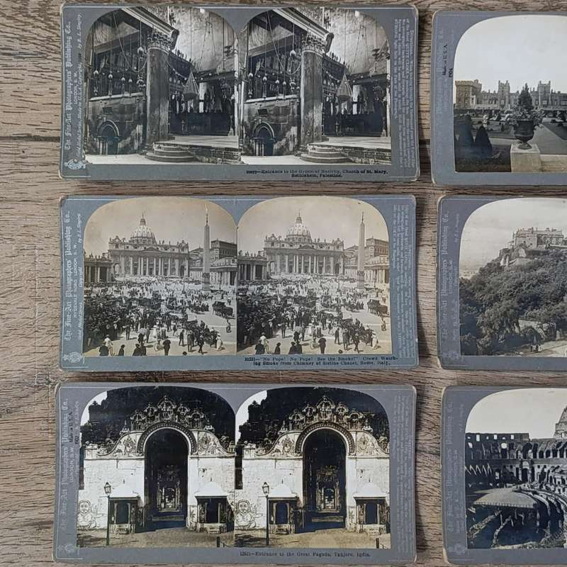 Lot of 25 Antique stereoscope photo cards of Buildings and architectural structures