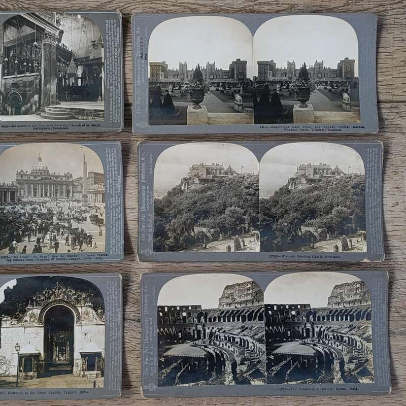 Lot of 25 Antique stereoscope photo cards of Buildings and architectural structures