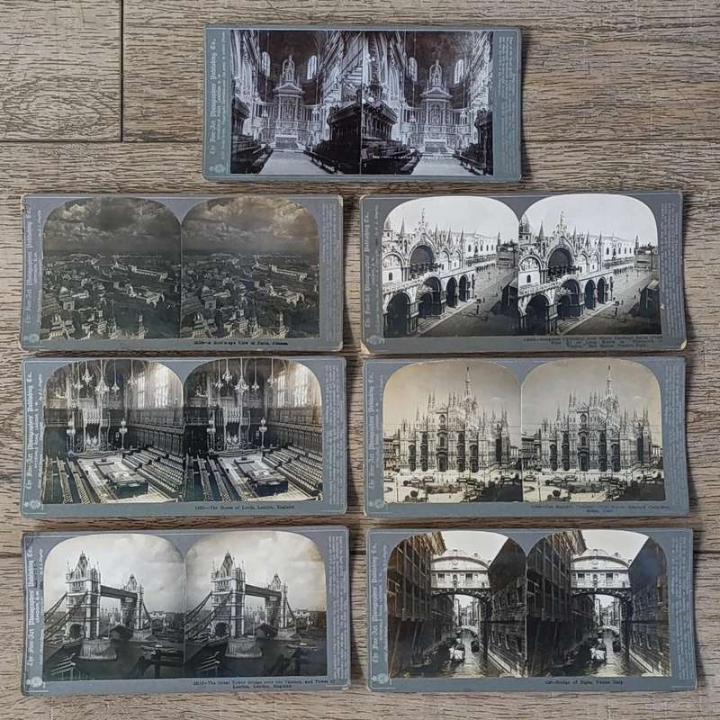 Lot of 25 Antique stereoscope photo cards of Buildings and architectural structures