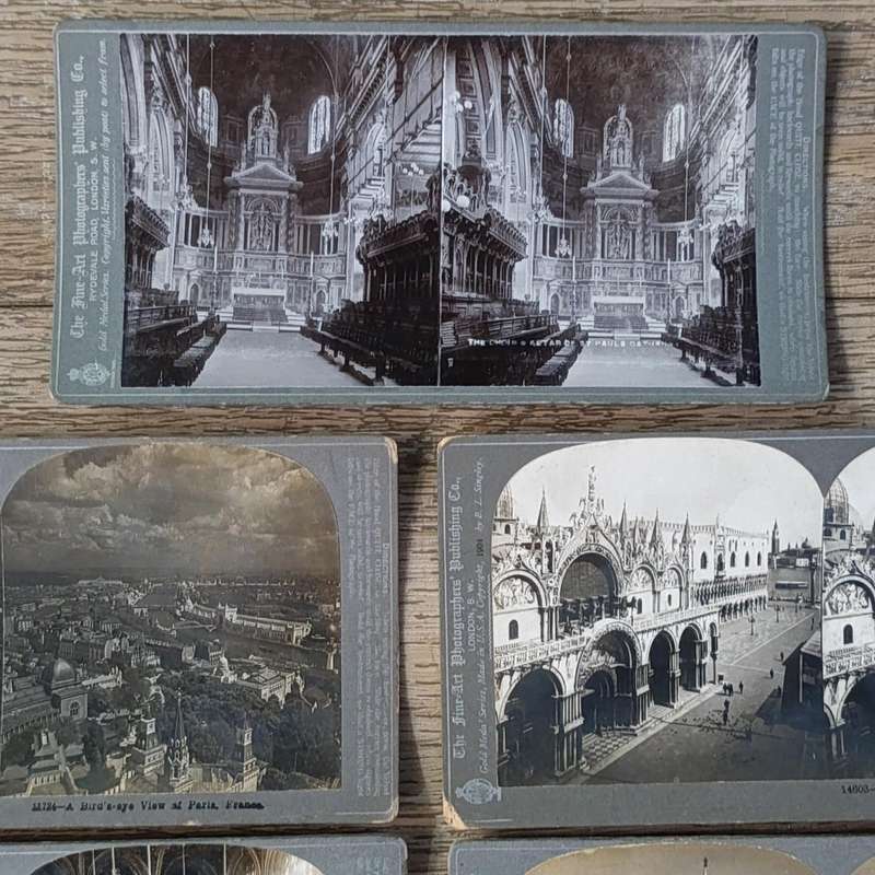 Lot of 25 Antique stereoscope photo cards of Buildings and architectural structures
