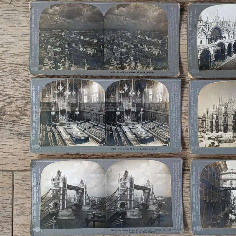 Lot of 25 Antique stereoscope photo cards of Buildings and architectural structures