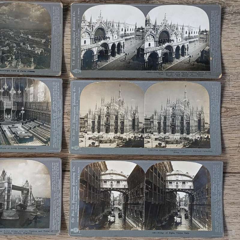 Lot of 25 Antique stereoscope photo cards of Buildings and architectural structures