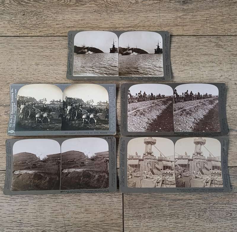 Lot of 15 Antique RUSSO-Japanese war stereoscope photo cards