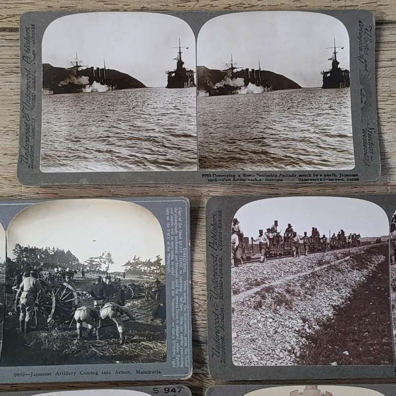 Lot of 15 Antique RUSSO-Japanese war stereoscope photo cards